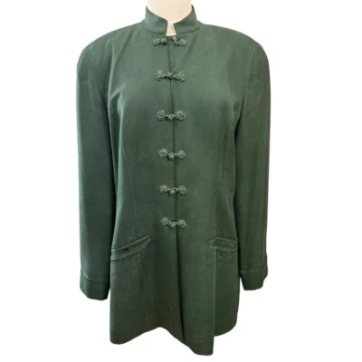 Blazer vintage August verde seda talla 12 Foto 1 de 4