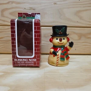 Vintage Christmas Snowman Soft Rubber Lighted Blinking Nose 5” Works Blinks Rare - Picture 1 of 12