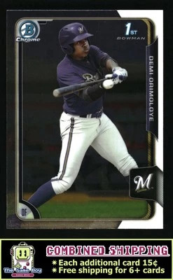 2015 Bowman Draft Chrome #5 Demi Orimoloye Milwaukee Brewers - Image 1 of 2