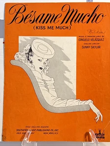 Vintage 1943 Sheet Music Lyrics Besame Mucho (Kiss Me Much)  Consuelo Velasquez - Picture 1 of 3