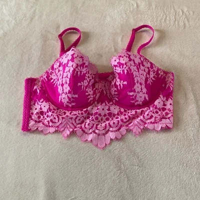 Victoria's Secret Dream Angels Lined Demi Bustier Women's 36C in Hot Pink Lace - Image 1 of 4