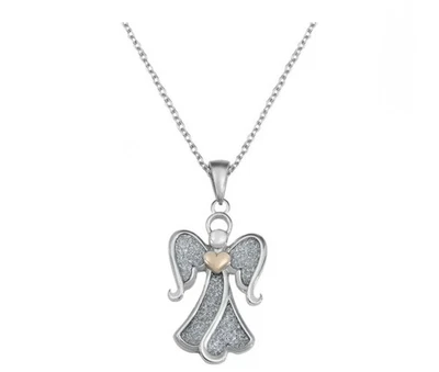 Colar pingente anjo aço inoxidável Connections From Hallmark 18" + 2" novo com etiquetas - Imagem 1 de 4