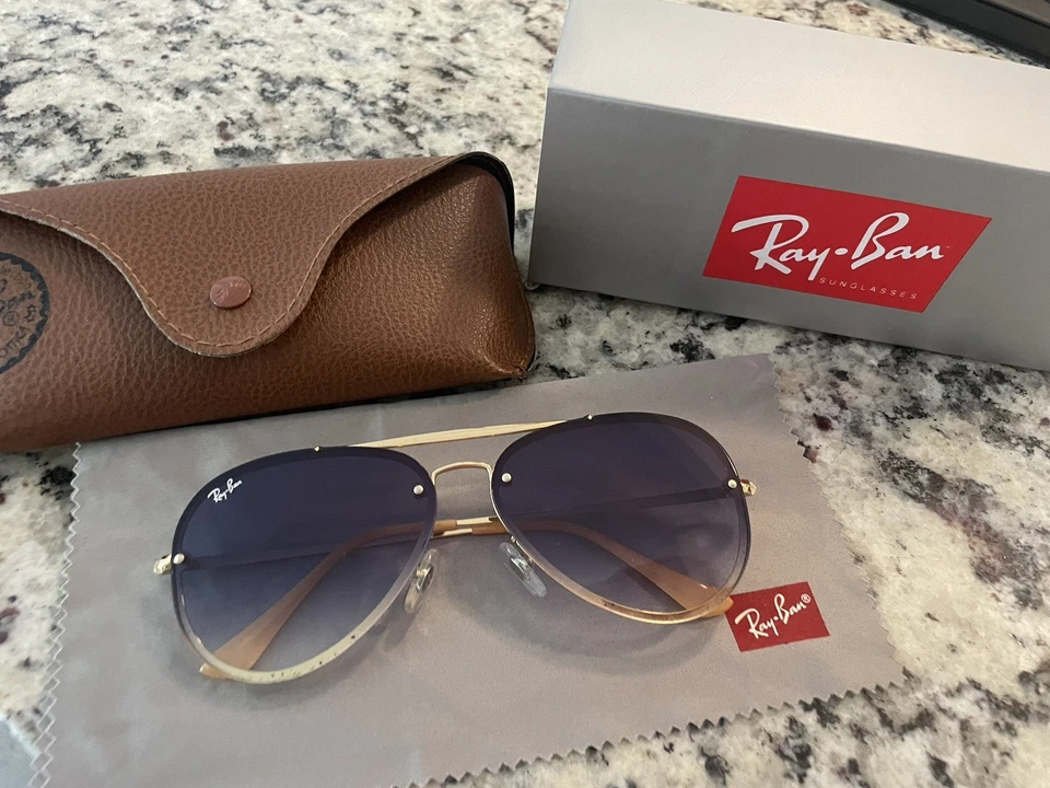 Lente azul claro con marco dorado Ray-Ban Blaze Aviator RB3584-N 001/19 58-14-145 Foto 1 de 4