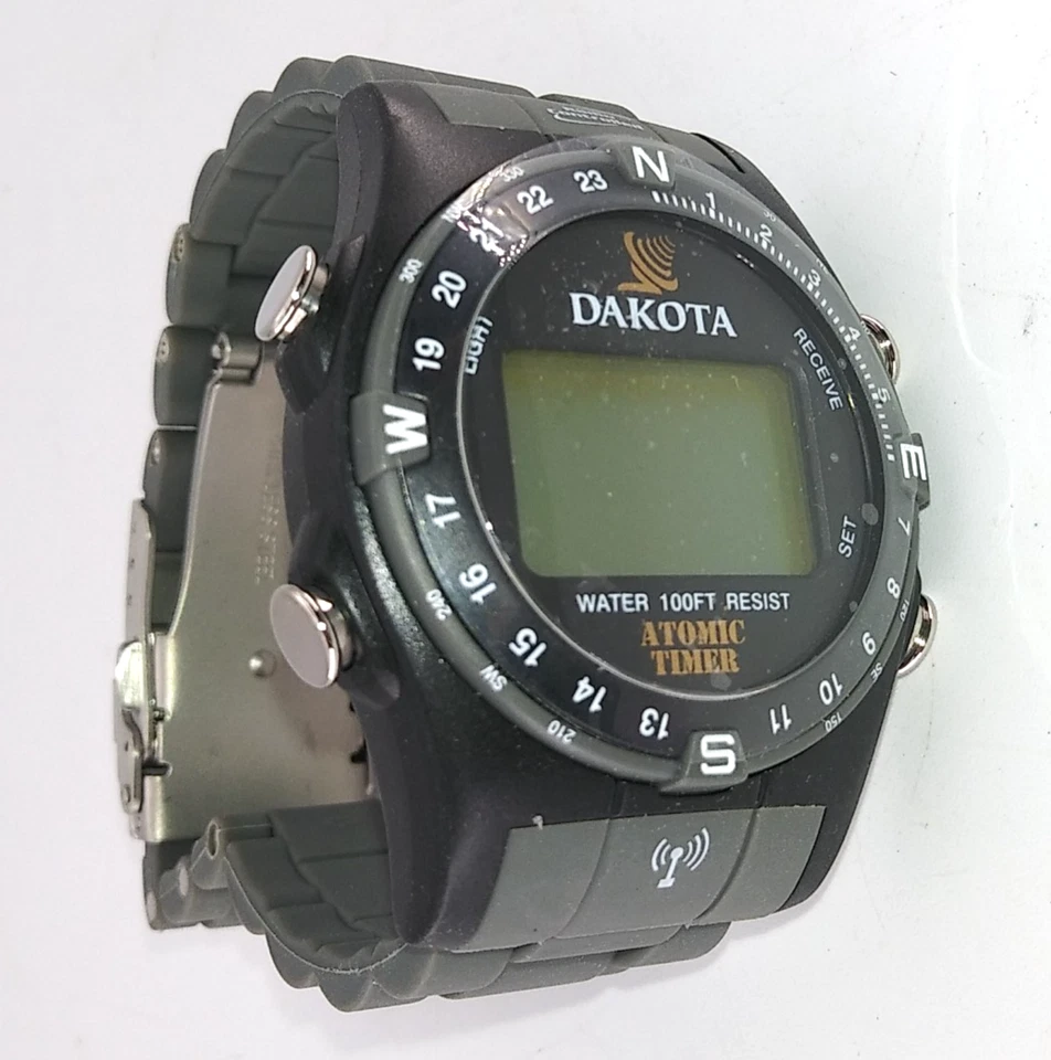 Reloj digital Dakota Moon Glow banda negra de 100 pies SIN PROBAR LEER Foto 1 de 4