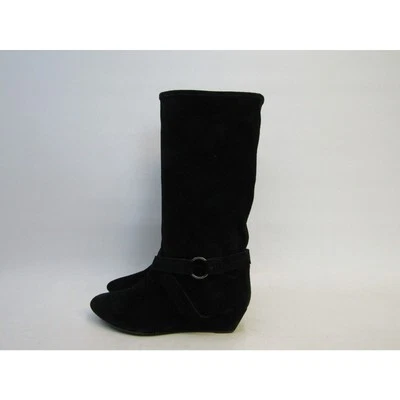 Botas de moda DKNY para mujer talla 9,5 M de gamuza negras con cuña a media pantorrilla Foto 1 de 4