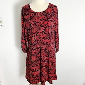 Vestido Cato rojo y negro floral hasta la rodilla, talla XL - Imagen 1 de 9