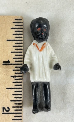 Antigua 2" Bisque China Black Frozen Charlotte - Ropa Moldeada Foto 1 de 4