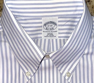 Brooks Brothers Herren blau gestreift Slim Fit Button Down L/S Hemd Größe 17x37 - Bild 1 von 3