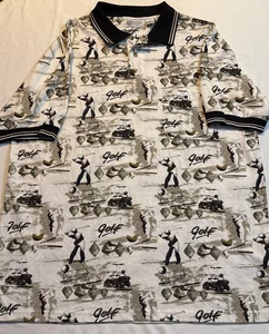 Vintage Michael Austin Polo Shirt Golf Golfers Golfing All Over Print XXL - Picture 1 of 7