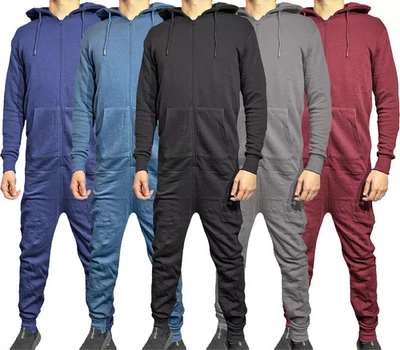 KIKFIT SPORTS LTD Mens Snuggle Warm Soft Fleece Hooded Zip 1Onesie All In One Jumpsuit Pyjamas