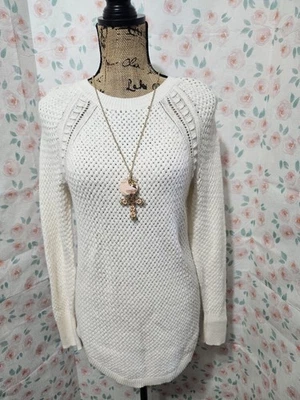 LOFT, SUÉTER MUJER BEIGE ALGODÓN BL PUNTO ABIERTO MANGA LARGA, TALLA M Foto 1 de 4