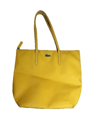 Lacoste Travel Tote Bag Yellow Unique Green Crocodile Logo - Image 1 of 4