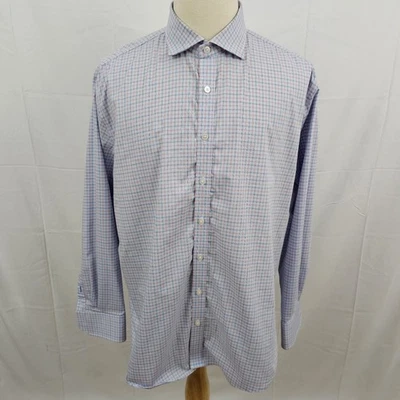 Twillory Men's Performance Dress Shirt Blue Red Plaid Tailored Fit 18 x 34 - Image 1 of 4