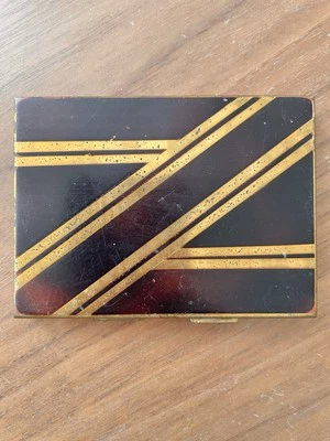 Poudrier Ancien Vintage Art Déco Miroir Maquillage Boîtier Boîte Coffret Métal - Photo 1/3