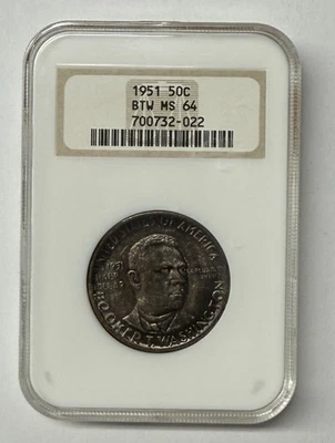 1951 Booker T. Washington Commemorative Half Dollar NGC MS64 Old Fatty Holder - Image 1 of 3