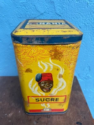 Ancienne boite tôle Chocolat cacao BANANIA sucre tirailleur - Photo 1/4