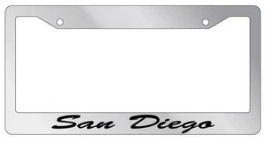 Chrome METAL License Plate Frame San Diego Cursive Auto Accessory 2637 - Picture 1 of 1