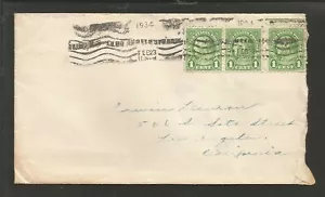 1934 Cover Addressed Envelope Three 1 Cent US Green Franklin Stamps - Picture 1 of 2