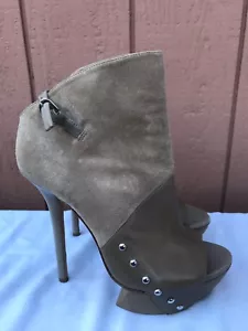 RARO Usado en excelente estado Camilla Skovgaard Beige Gamuza Puntera Peep Moda Botín EE. UU. 8,5 EUR 40 - Imagen 1 de 8