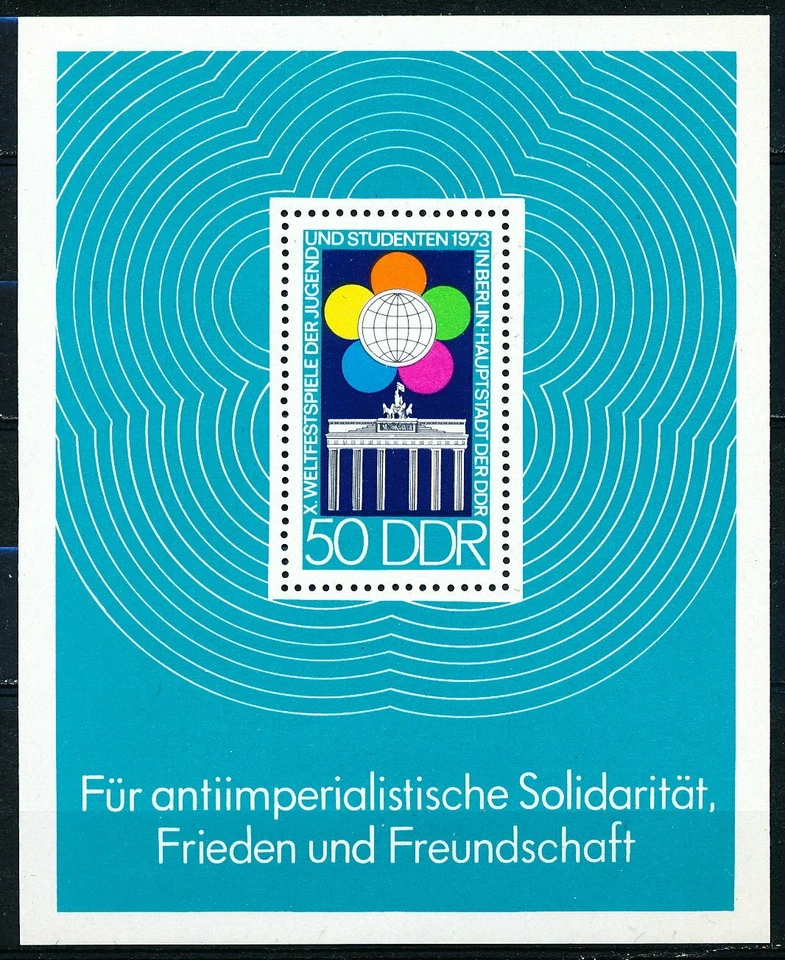DDR #MiBl38 MNH S/S 1973 Brandenburg Gate Youth Student Festival [1482] - Image 1 of 1