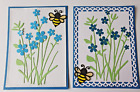 2  GORGEOUS HANDMADE ANY OCCASION FLOWERS AND  BUMBLE BEE BLUE CARD TOPPERS