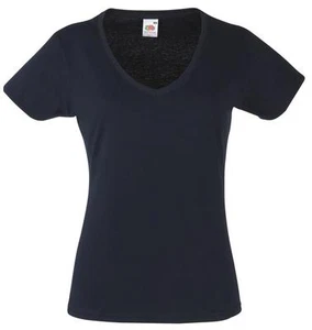 Camiseta De Mujer Fruit of the Loom De Cuello En V Sencilla De Cotton - Imagen 1 de 10
