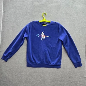 Polo Ralph Lauren Boys Sweatshirt XL Blue Logo Pony Graphic Long Sleeve READ - Picture 1 of 9