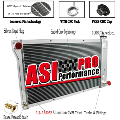 3 ROW Aluminum Radiator For Chevrolet C/K 10 20 30 Pickup Truck 1967-1972 1969 Foto 1 de 4