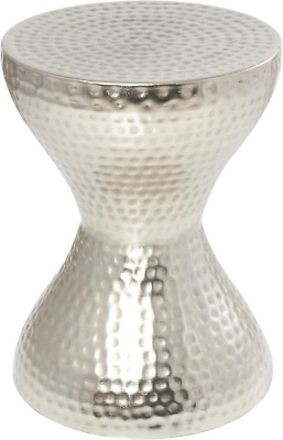 Metal Side End Accent Table Hammered End Table with Hourglass Shape, Side Table - Image 1 of 4