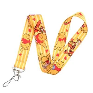 Winnie The Pooh Teddy Bear Cartoon Character Yellow ID Badge Holder Lanyard - Picture 1 of 6