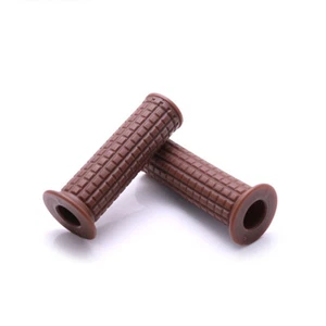 7/8" Handlebar Motorcycle Retro Lattice Light Brown Hand Grips Rubber Handle - Picture 1 of 4