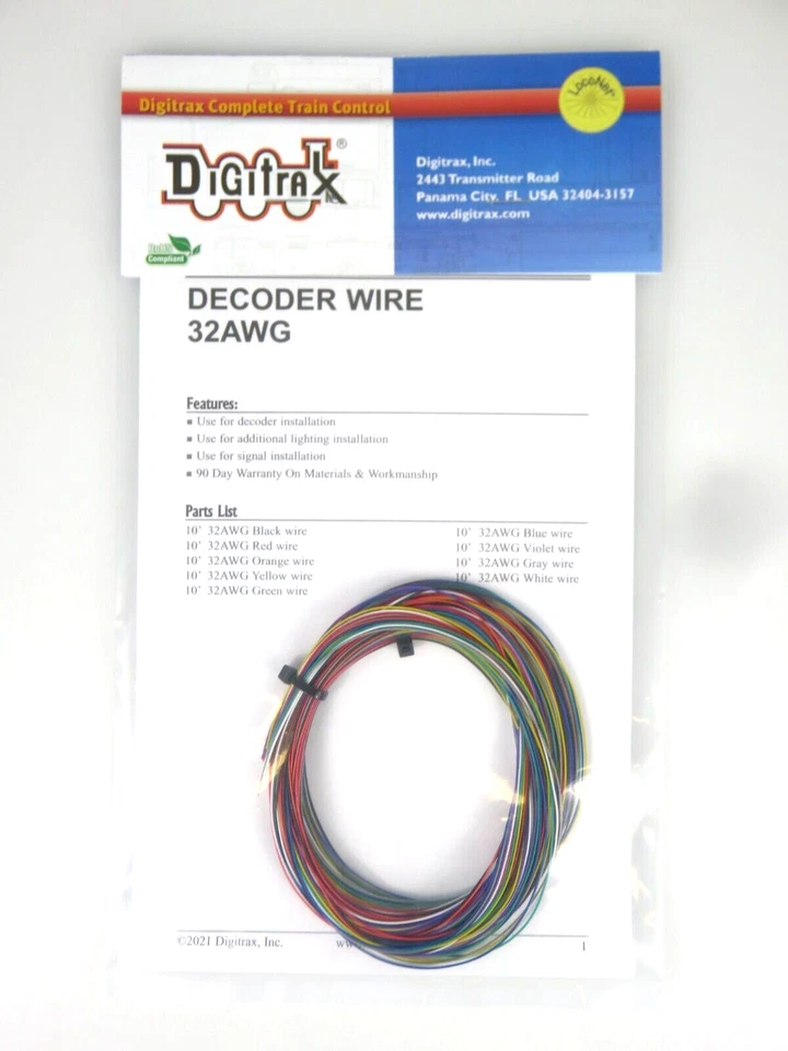 Digitrax Decoder Wire 32AWG 9 NMRA Colors 10ft each - Image 1 of 3
