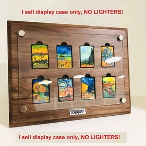 8 Grids Walnut Wood Display Frame Panel Storage Case for Zippo Lighters - Picture 1 of 15