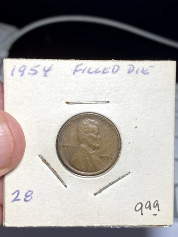 1954 P United States 1 Cent Filled Die Error Coin Cover
