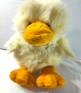 Cuddly Yellow Duck Plush Orange Beak & Feet 12" Tall Fancy Zoo Vintage Soft - Picture 1 of 8