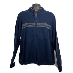 Arrow Mens Gray Zip Up Sweater XL 100% Blue Gray Horizontal Stripe - Picture 1 of 8