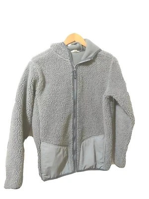 Lands' End Niños Chaqueta Niños L 14-16 Gris Sherpa Polar Sudadera con Capucha Bolsillos con Cremallera Foto 1 de 4