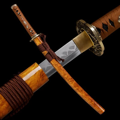 Katana Samurai Japonesa Wakizashi Espada Arcilla Templada L6 Acero Real Hamon Foto 1 de 4