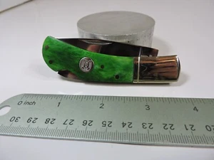 2009 Rough Rider Smooth Green Bone Lockback Folding Pocket Knife - Picture 1 of 4