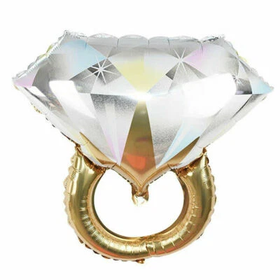 Anillo de diamantes de oro de 24 pulgadas globo de lámina propuesta de boda compromiso fiesta novia Foto 1 de 4