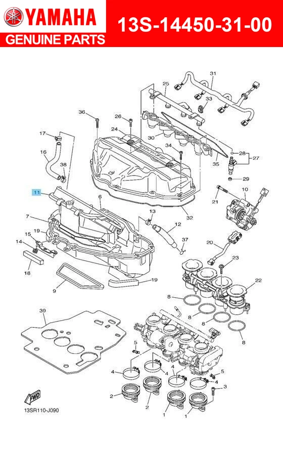 Conjunto de elementos de filtro de aire genuino Yamaha YZF-R6 2010-2017 13S-14450-31-00 nuevo Foto 1 de 1