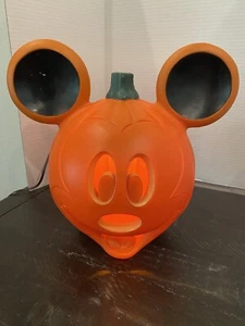Disney Halloween Pumpkin Mickey Mouse Light Up 11" Vintage Blow Mold - Picture 1 of 15