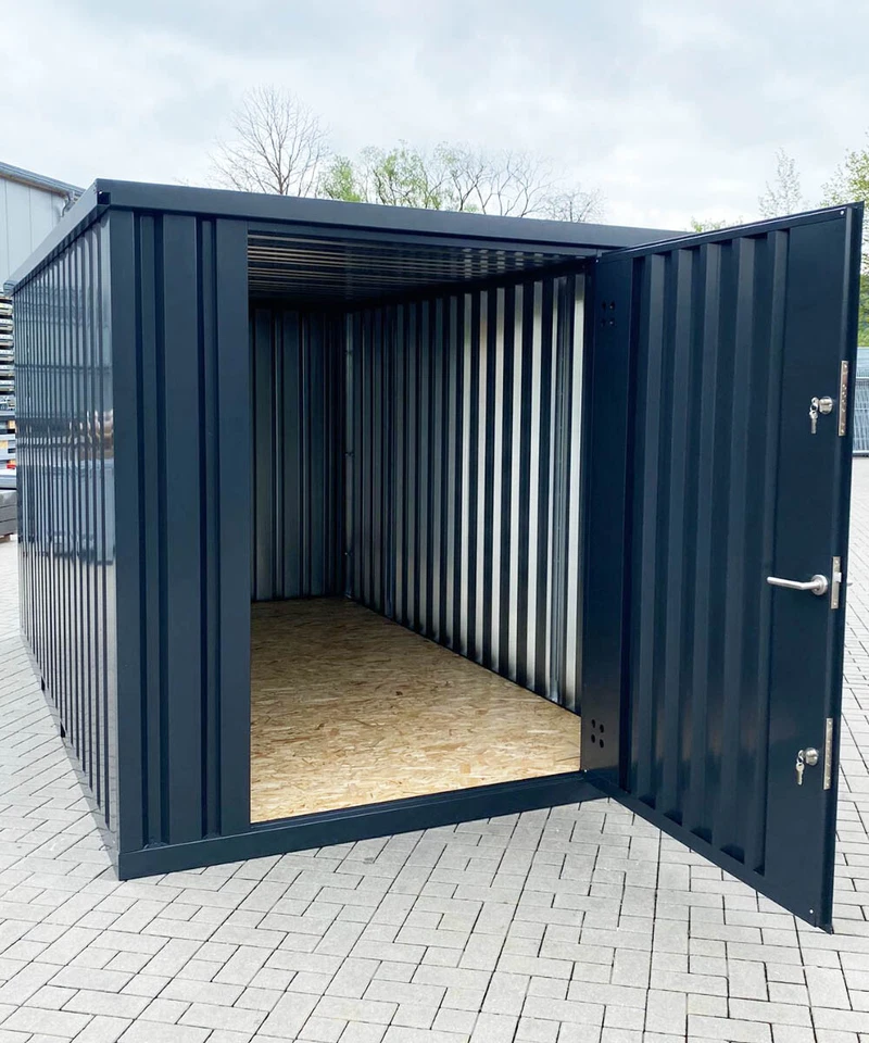 3m Gartenhaus Lagerschuppen Gartenhütte Werkzeuglager Blechcontainer Anthrazit - Bild 1 von 4