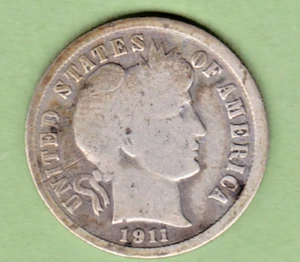 1911 Barber Dime in GOOD  condition stk 1024 ~ FULL RIM ON BOTH SIDES . - Picture 1 of 5