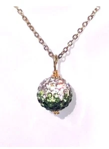 Smaragd Grün Kristall Klar Strass Anhänger Gold Pl Halskette Geburtstag Geschenk - Bild 1 von 4