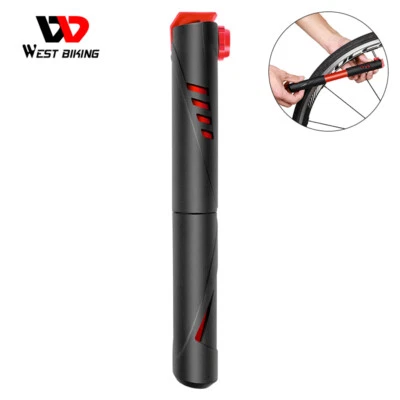  WEST BIKING Portable Bike Bicycle Pump Mini Cycling Air Pump Ball Inflator Red - Image 1 of 4