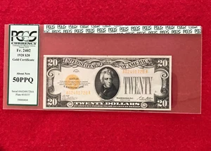 FR-2402 1928 $20 Gold Certificate *PCGS 50 PPQ About Unc* Premium Paper Quality - Picture 1 of 4