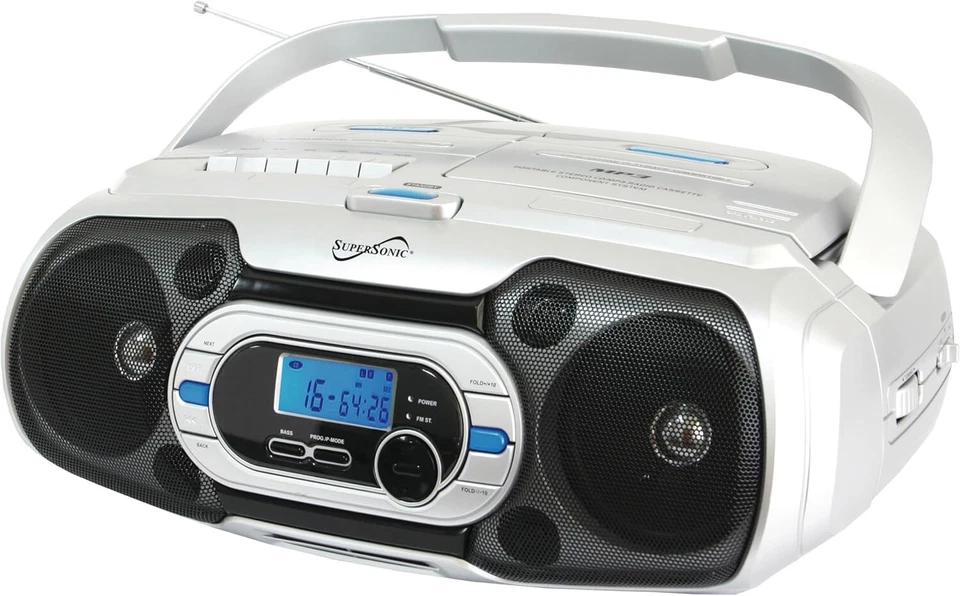 Sistema de audio portátil Bluetooth Supersonic SC-729BT MP3/CD, grabadora de casete Foto 1 de 3