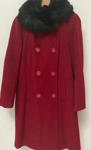 Women’s perry Ellis deep berry red angora wool coat, size 10 - Picture 1 of 7