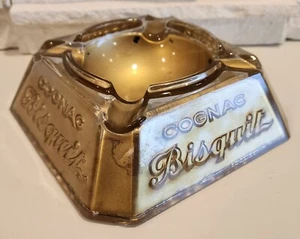 Large Painted Glass Cognac Biscuit Cigar Ashtray - Picture 1 of 3